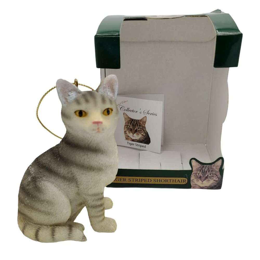 Cat Fanciers’: NEW Limited Edition Tiger Striped Short-hair Cat Ornament Holiday